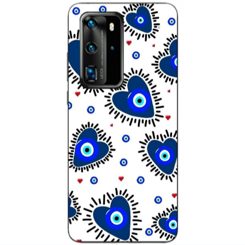 Huawei P40 Pro Heart evil eye beads Transparent Silicone TPU Θήκη