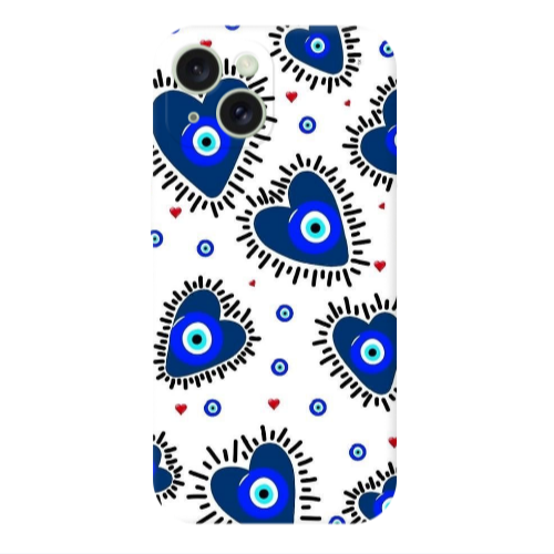 Apple iPhone 15 Heart evil eye beads Transparent Silicone TPU Θήκη