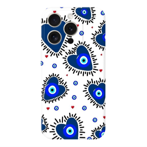 Apple iPhone 15 Pro Heart evil eye beads Transparent Silicone TPU Θήκη