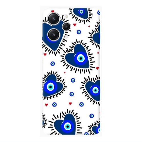 Xiaomi Redmi 12 Heart evil eye beads Transparent Silicone TPU Θήκη