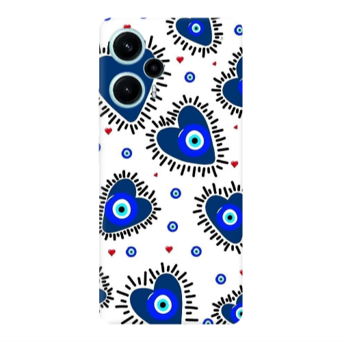 Xiaomi Poco F5 Heart evil eye beads Transparent Silicone TPU Θήκη