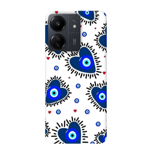 Xiaomi Redmi 13C Heart evil eye beads Transparent Silicone TPU Θήκη