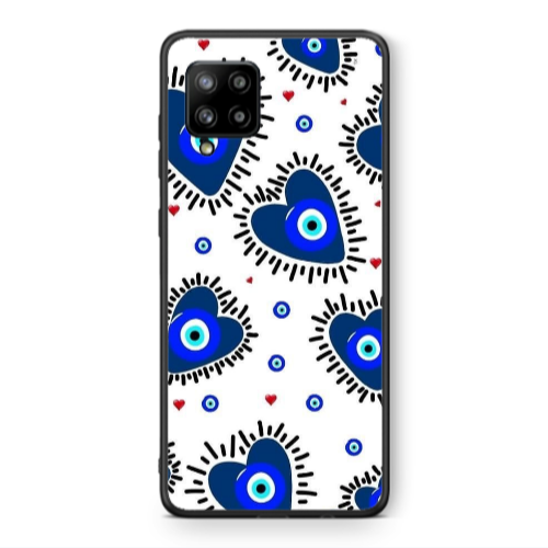 Samsung A42 5G Heart evil eye beads Black Glossy Θήκη
