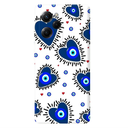 Xiaomi Poco X5 Pro Heart evil eye beads Transparent Silicone TPU Θήκη