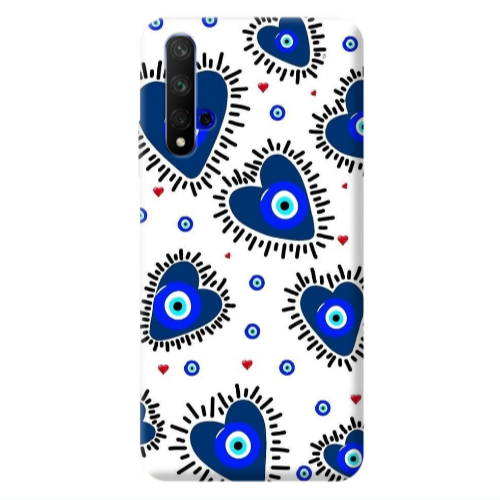 Huawei Nova 5 T Heart evil eye beads Transparent Silicone TPU Θήκη