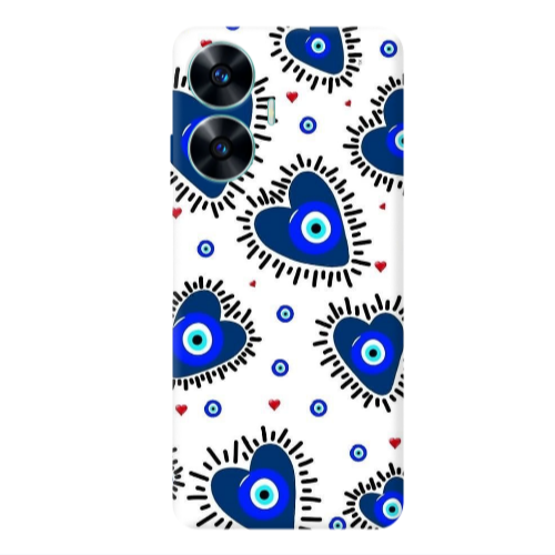 Realme C55 Heart evil eye beads Transparent Silicone TPU Θήκη