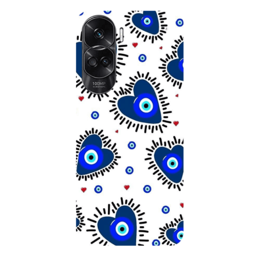 Honor 90 Lite 5G Heart evil eye beads Transparent Silicone TPU Θήκη