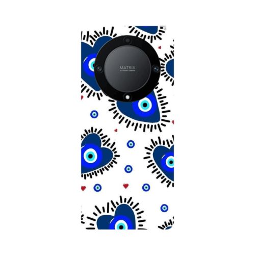 Honor Magic5 Lite 5G Heart evil eye beads Transparent Silicone TPU Θήκη