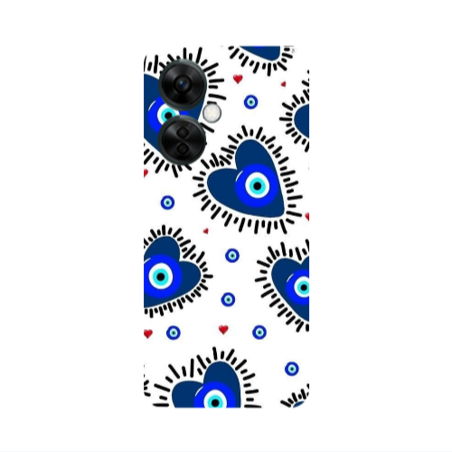 Oneplus Nord CE 3 Lite 5G Heart evil eye beads Transparent Silicone TPU Θήκη