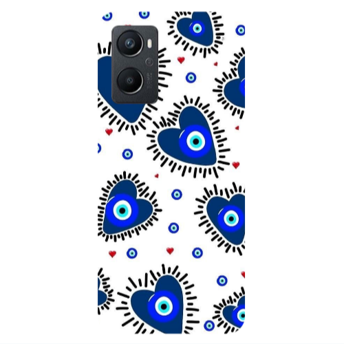 Oppo A 96 Heart evil eye beads Transparent Silicone TPU Θήκη