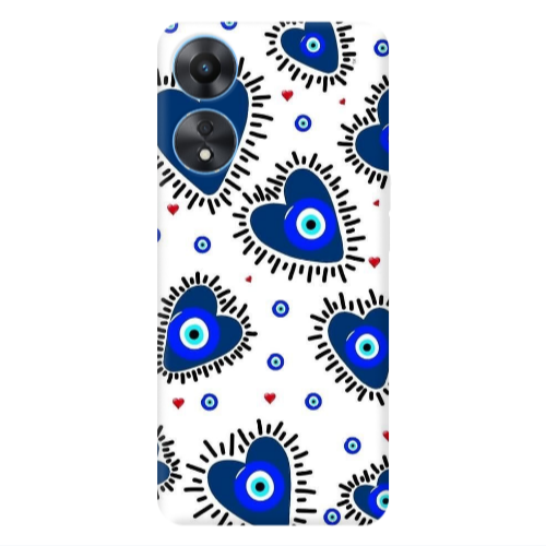Oppo A 98 Heart evil eye beads Transparent Silicone TPU Θήκη