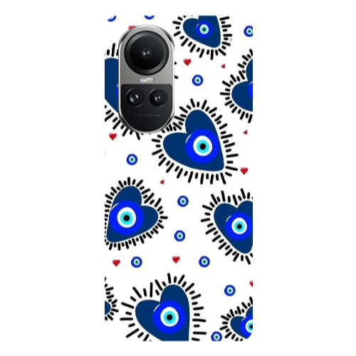 Oppo Reno10 5G Heart evil eye beads Transparent Silicone TPU Θήκη