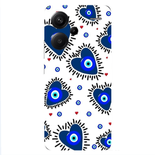 Xiaomi Redmi Note 13 Pro+ 5G  Heart evil eye beads Transparent Silicone TPU Θήκη