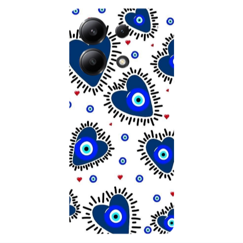 Xiaomi Redmi Note 13 4G Heart evil eye beads Transparent Silicone TPU Θήκη