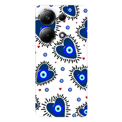 Xiaomi Poco M6 Pro 4G Heart evil eye beads Transparent Silicone TPU Θήκη