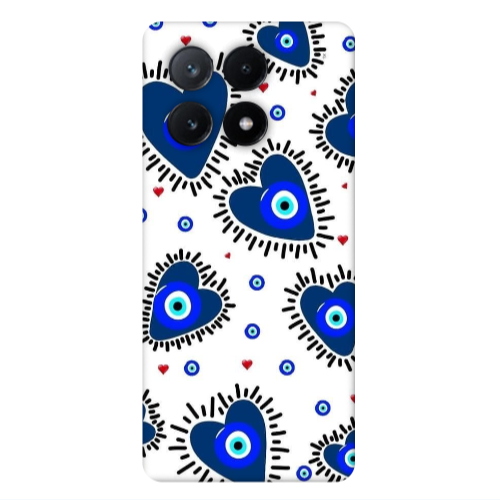 Xiaomi Poco X6Pro 5G Heart evil eye beads Transparent Silicone TPU Θήκη
