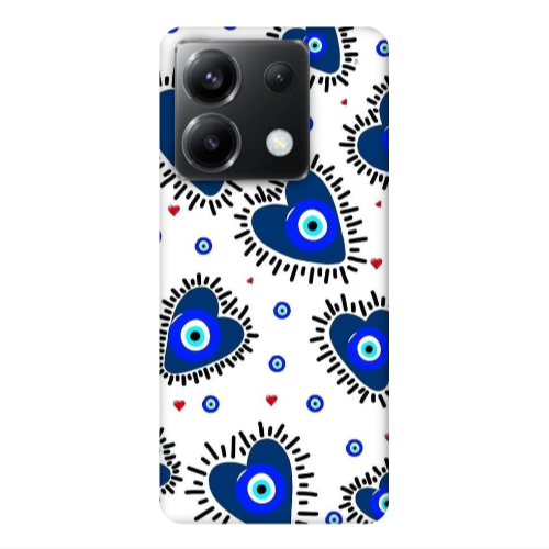 Xiaomi Poco X6 5G Heart evil eye beads Transparent Silicone TPU Θήκη