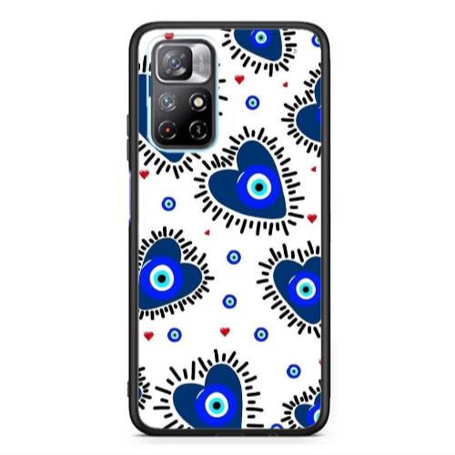 Xiaomi Poco M4 Pro 5G Heart evil eye beads Black Glossy Θήκη