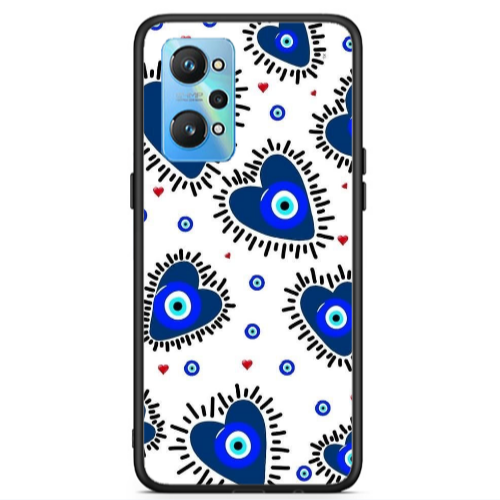 Realme Gt Neo 2 Heart evil eye beads Black Glossy Θήκη