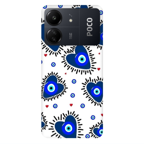 Xiaomi Poco C65 Heart evil eye beads Transparent Silicone TPU Θήκη