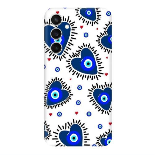 Samsung S24 Heart evil eye beads Transparent Silicone TPU Θήκη