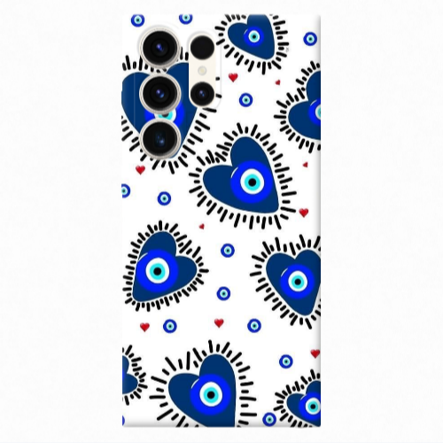 Samsung S24 Ultra Heart evil eye beads Transparent Silicone TPU Θήκη