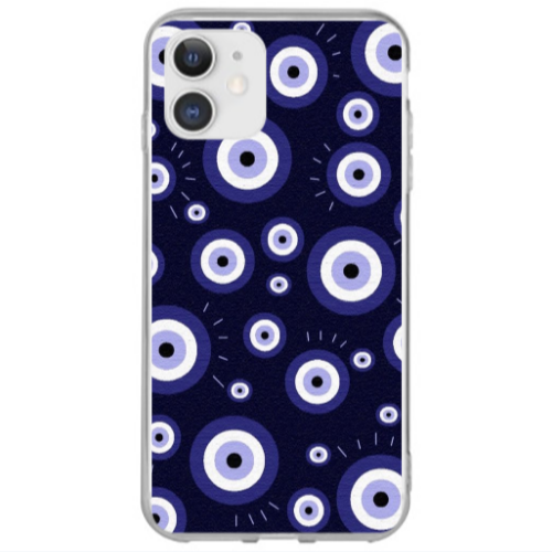 Apple iPhone 12 Purple evil eye bead Transparent Silicone TPU Θήκη