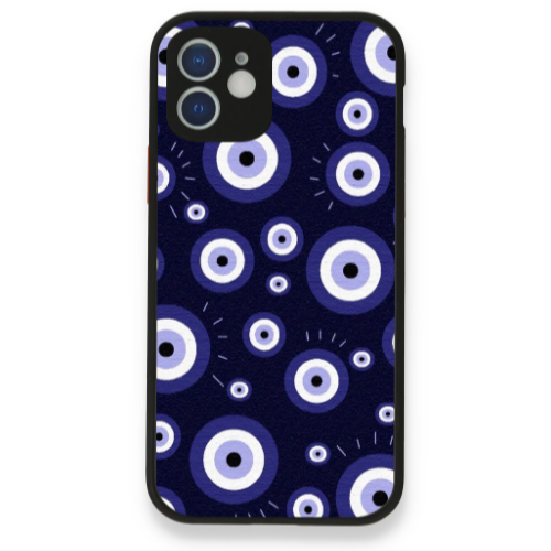 Apple iPhone 12 Purple evil eye bead Black Glossy Θήκη