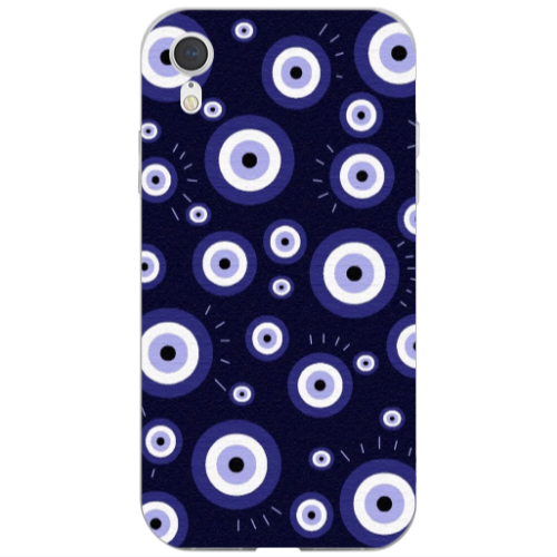 Apple iPhone Xr Purple evil eye bead Transparent Silicone TPU Θήκη