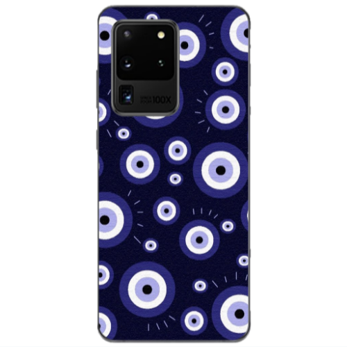 Samsung S20 Ultra Purple evil eye bead Transparent Silicone TPU Θήκη