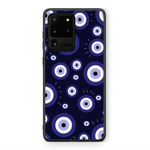 Samsung S20 Ultra Purple evil eye bead Black Glossy Θήκη
