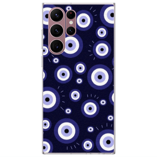 Samsung S22 Ultra Purple evil eye bead Transparent Silicone TPU Θήκη