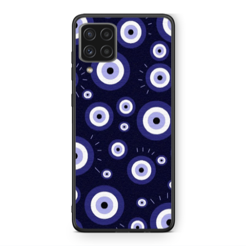 Samsung A22 4G Purple evil eye bead Black Glossy Θήκη