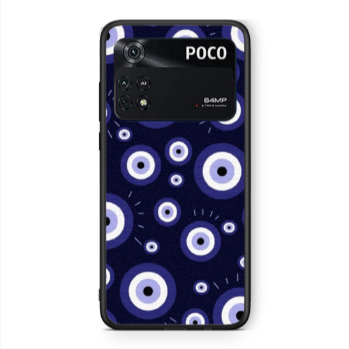 Xiaomi Poco M4 Pro 4G Purple evil eye bead Black Glossy Θήκη