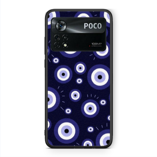 Xiaomi Poco X4 Pro Purple evil eye bead Black Glossy Θήκη
