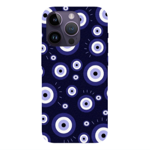 Apple iPhone 14 Pro  Purple evil eye bead Transparent Silicone TPU Θήκη