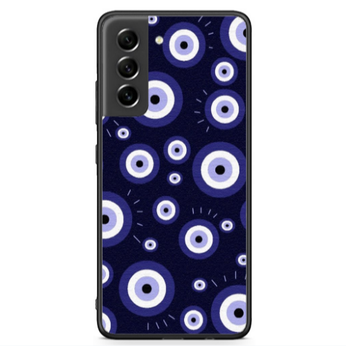 Samsung S21 FE Purple evil eye bead Black Glossy Θήκη