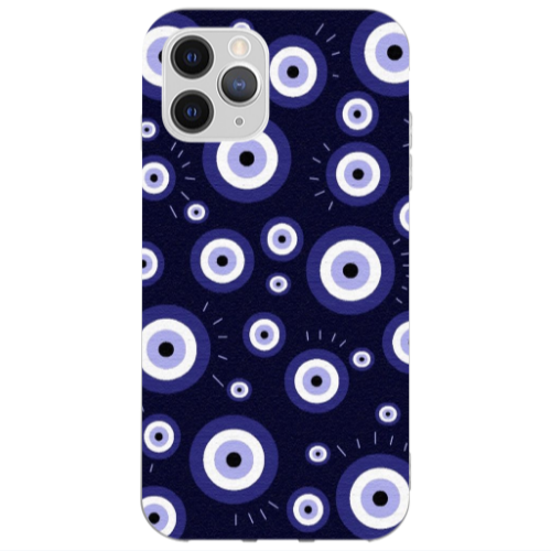 Apple iPhone 12 Pro Max Purple evil eye bead Transparent Silicone TPU Θήκη