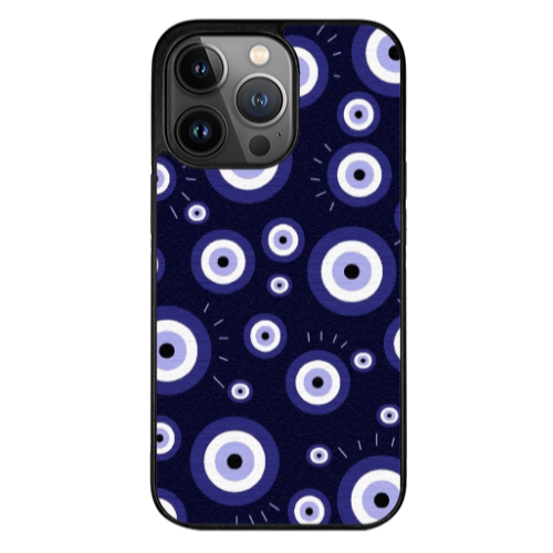 Apple iPhone 12 Pro Max Purple evil eye bead Black Glossy Θήκη