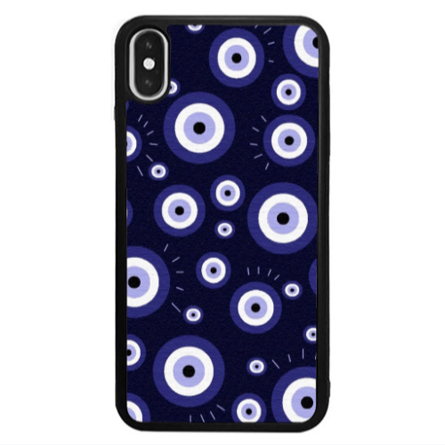 Apple iPhone Xs Max Purple evil eye bead Black Glossy Θήκη