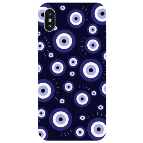 Apple iPhone Xs Purple evil eye bead Transparent Silicone TPU Θήκη