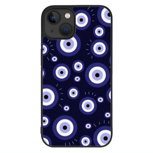 Apple iPhone 13 Mini Purple evil eye bead Black Glossy Θήκη