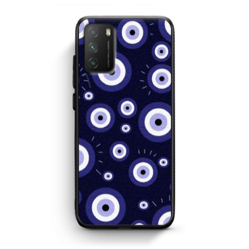 Xiaomi Poco M3 Purple evil eye bead Black Glossy Θήκη