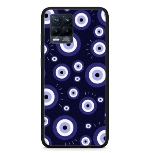 Realme 8  Purple evil eye bead Black Glossy Θήκη