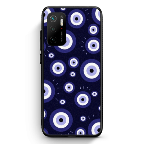 Xiaomi Poco M3 Pro Purple evil eye bead Black Glossy Θήκη