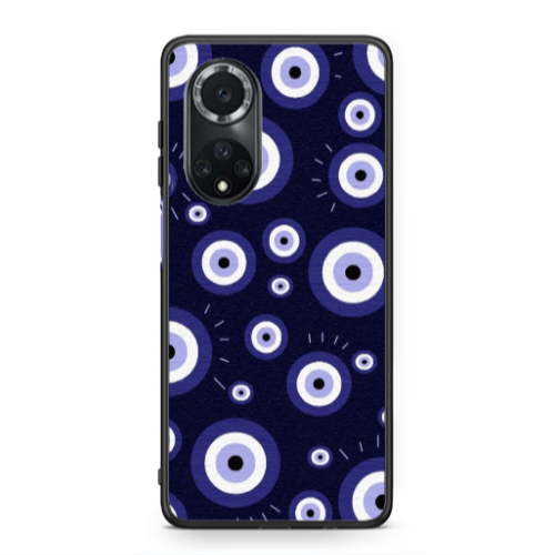 Huawei Nova 9 Purple evil eye bead Black Glossy Θήκη
