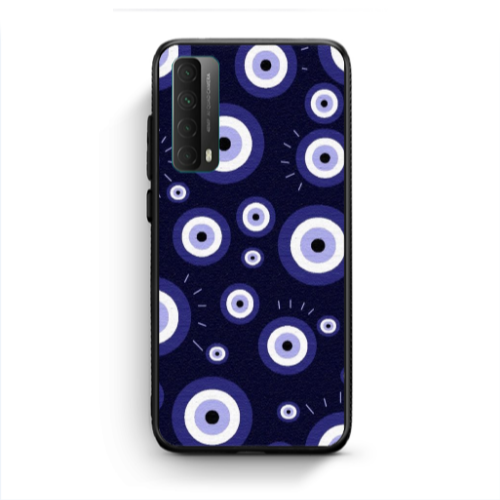 Huawei P Smart 2021 Purple evil eye bead Black Glossy Θήκη
