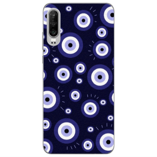 Huawei P30 Purple evil eye bead Transparent Silicone TPU Θήκη
