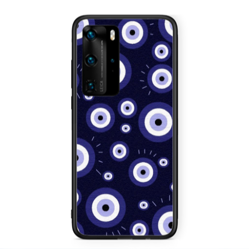 Huawei P40 Pro Purple evil eye bead Black Glossy Θήκη