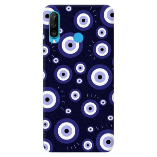 Huawei P30 Lite Purple evil eye bead Transparent Silicone TPU Θήκη